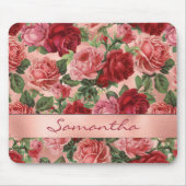 シックエレガントヴィンテージピンクレッドローゼスフローラ名 マウスパッド (正面)
