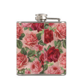 シックエレガントヴィンテージピンクレッドローゼスフローラ フラスク (裏面)