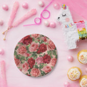 シックエレガントヴィンテージピンクレッドローゼスフローラ ペーパープレート (パーティー)