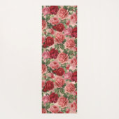 シックエレガントヴィンテージピンクレッドローゼスフローラ ヨガマット (裏面)