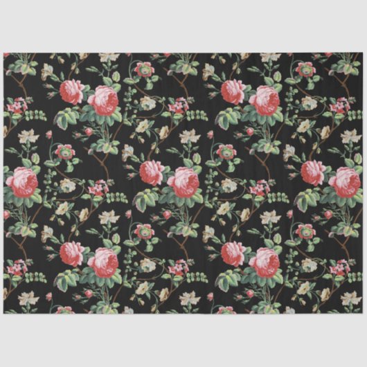 シックエレガントヴィンテージピンクローズフローラティッシュペーパー 薄葉紙 (正面)