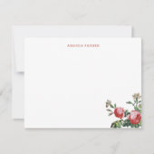 シックエレガントヴィンテージピンクローズフローラ ノートカード (正面)