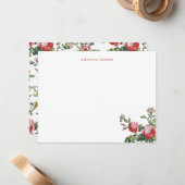 シックエレガントヴィンテージピンクローズフローラ ノートカード (正面/裏面インサイチュ)