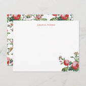 シックエレガントヴィンテージピンクローズフローラ ノートカード (正面/裏面)