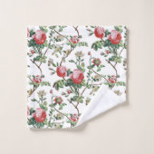 シックエレガントヴィンテージピンクローズフローラ バスタオルセット (ウォッシュタオル)