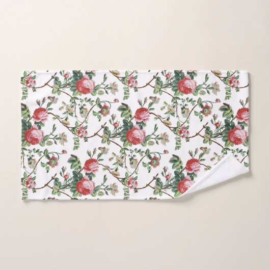 シックエレガントヴィンテージピンクローズフローラ バスタオルセット (ハンドタオル)