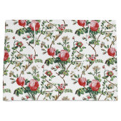 シックエレガントヴィンテージピンクローズフローラ ラージペーパーバッグ (正面)