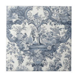 シックエレガントヴィンテージブルートイレデジュイ タイル