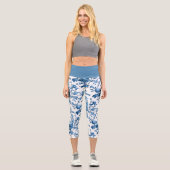 シックエレガントヴィンテージブルーバラフローラ カプリレギンス (正面)