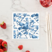 シックエレガントヴィンテージブルーバラフローラ スタンダードカクテルナプキン (インサイチュ)