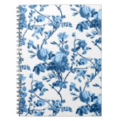 シックエレガントヴィンテージブルーバラフローラ ノートブック (正面)