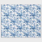 シックエレガントヴィンテージブルーバラフローラ ラッピングペーパー (フラット)