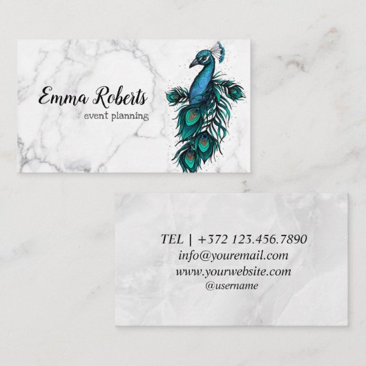 シックエレガントヴィンテージブ素朴ルーインディアン孔雀 名刺