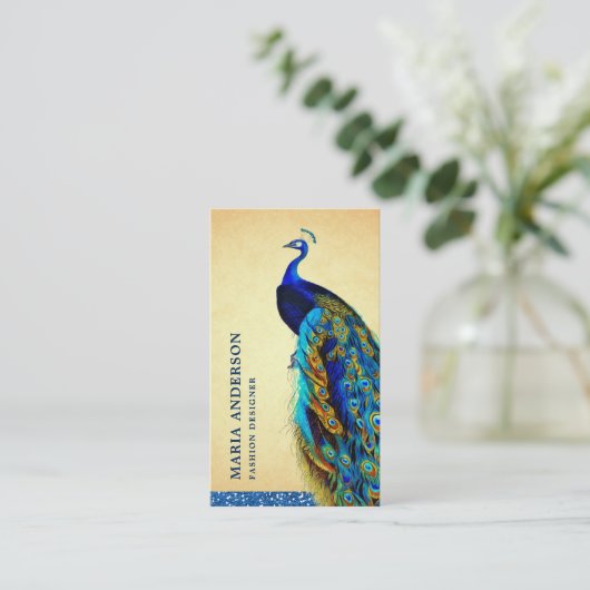 シックエレガントヴィンテージブ素朴ルーインディアン孔雀 名刺 (スタンド正面)