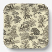 シックエレガントヴィンテージベージュウマ素朴ントワール ペーパープレート (正面)