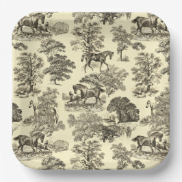 シックエレガントヴィンテージベージュウマ素朴ントワール ペーパープレート