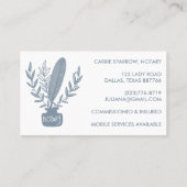 シックエレガント公証人インクポットクイル植物学 名刺 (裏面)