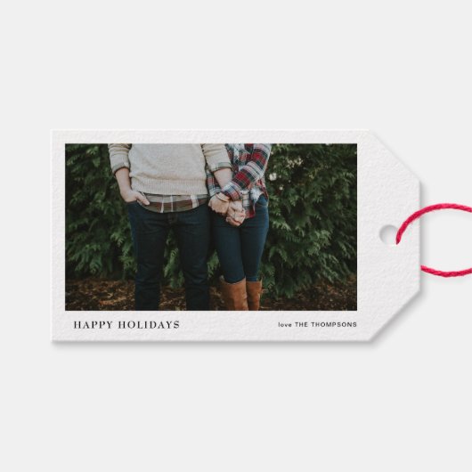 シックエレガント写真ミニマルのクリスマス ギフトタグ (正面(横))