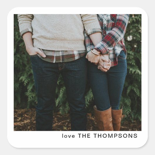 シックエレガント写真ミニマルのクリスマス スクエアシール (正面)