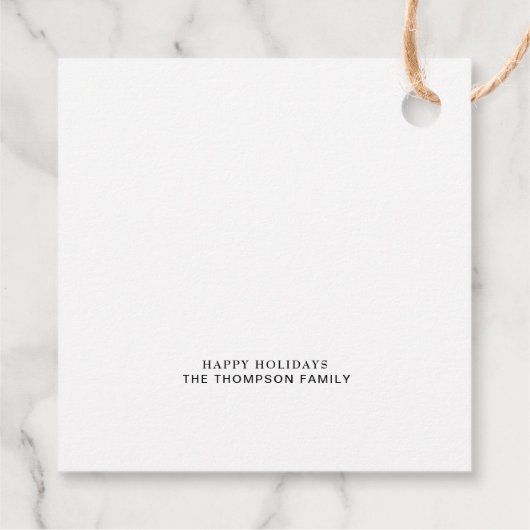 シックエレガント写真ミニマルのクリスマス フェイバータグ (裏面)