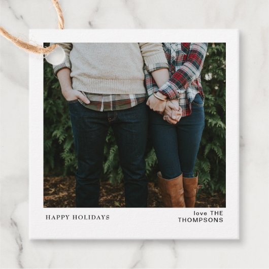 シックエレガント写真ミニマルのクリスマス フェイバータグ (正面)