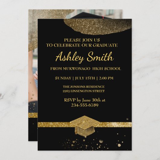 シックエレガント卒業 招待状 (正面/裏面)