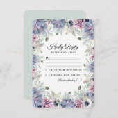 シックエレガント多肉類花模様ウェディングRSVP 出欠カード (正面/裏面)