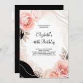 シックエレガント大人40歳の誕生日 招待状 (正面/裏面)