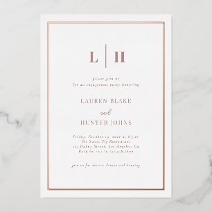 シックエレガント婚約お祝いバラ金ゴールド 箔招待状