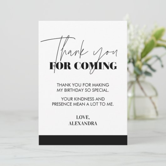 シックエレガント手書き白黒 サンキューカード (スタンド正面)