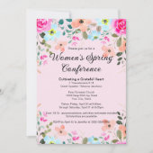 シックエレガント春フローラウィメンズチャーチリトリート 招待状 (正面)