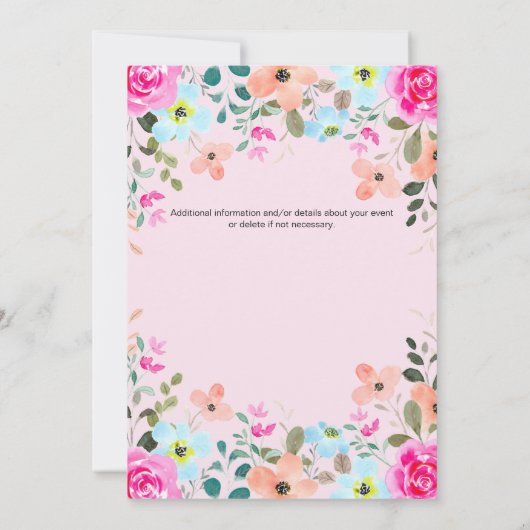 シックエレガント春フローラウィメンズチャーチリトリート 招待状 (裏面)