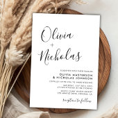 シックエレガント書道モノグラムQRコード結婚s 招待状