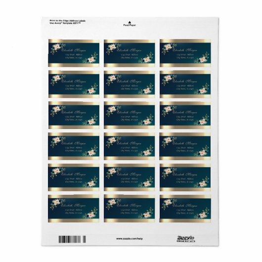 シックエレガント洗練されたフローラグリーン金ゴールド ラベル (フルシート)