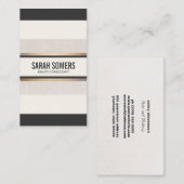 シックエレガント白黒ストライプ金ゴールド 名刺 (正面/裏面)