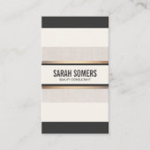 シックエレガント白黒ストライプ金ゴールド 名刺 (正面)