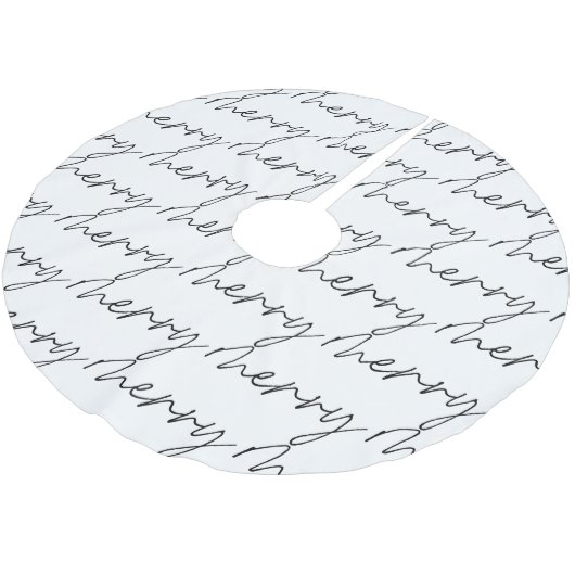 シックエレガント白黒スメリークリプトレタリング ブラッシュドポリエステルツリースカート (アングル)