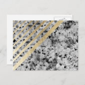 シックエレガント白黒フェイク金ゴールドストライプ大理石 ポストカード (正面/裏面)