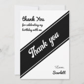シックエレガント白黒モダン誕生日 サンキューカード (正面)