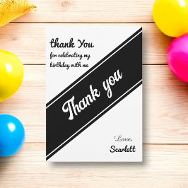 シックエレガント白黒モダン誕生日 サンキューカード