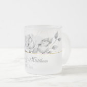 シックエレガント白黒モダン金ゴールド結婚のギフト フロストグラスマグカップ (正面右)