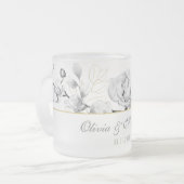 シックエレガント白黒モダン金ゴールド結婚のギフト フロストグラスマグカップ (正面左)