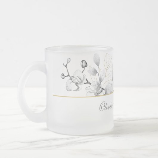 シックエレガント白黒モダン金ゴールド結婚のギフト フロストグラスマグカップ (左)