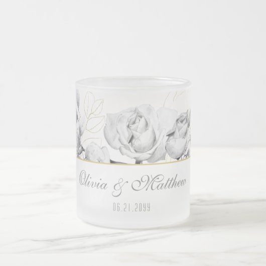 シックエレガント白黒モダン金ゴールド結婚のギフト フロストグラスマグカップ (中央)
