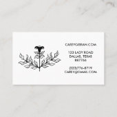 シックエレガント白黒リリーラインスケッチカスタム 名刺 (裏面)