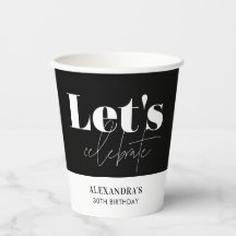 シックエレガント白黒レッツ祝誕生日