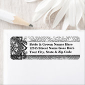 シックエレガント白黒レースヴィンテージダマスク ラベル (インサイチュ)