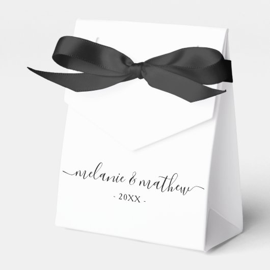 シックエレガント白黒結婚式の引き出物ボックス フェイバーボックス (正面サイド)