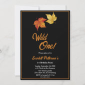 シックエレガント紅葉白黒1st誕生日 招待状 (正面)