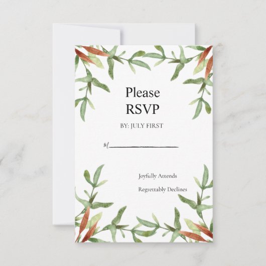 シックエレガント紅葉秋の結婚式 出欠カード (正面)